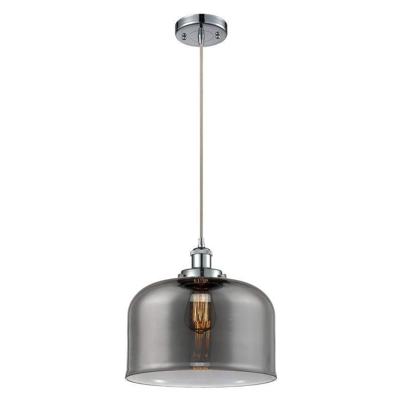 Bell Mini Pendant shown in the Polished Chrome finish with a Plated Smoke shade