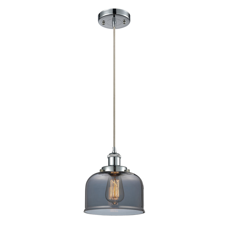 Bell Mini Pendant shown in the Polished Chrome finish with a Plated Smoke shade