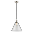 Cone Mini Pendant shown in the Polished Nickel finish with a Clear shade