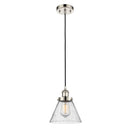 Cone Mini Pendant shown in the Polished Nickel finish with a Seedy shade