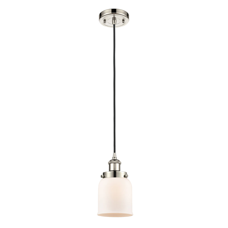 Bell Mini Pendant shown in the Polished Nickel finish with a Matte White shade