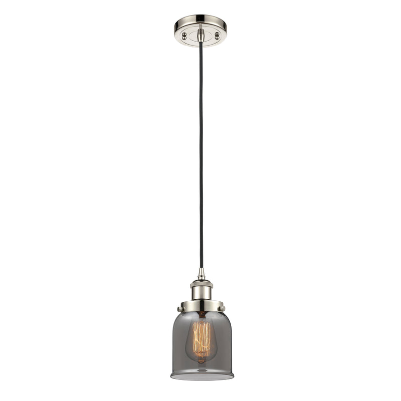 Bell Mini Pendant shown in the Polished Nickel finish with a Plated Smoke shade