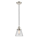 Cone Mini Pendant shown in the Polished Nickel finish with a Clear shade