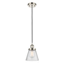 Cone Mini Pendant shown in the Polished Nickel finish with a Seedy shade