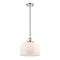 Bell Mini Pendant shown in the Polished Nickel finish with a Matte White shade