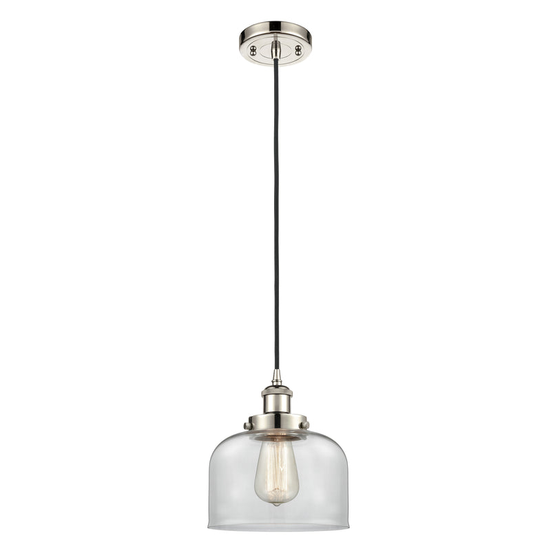 Bell Mini Pendant shown in the Polished Nickel finish with a Clear shade