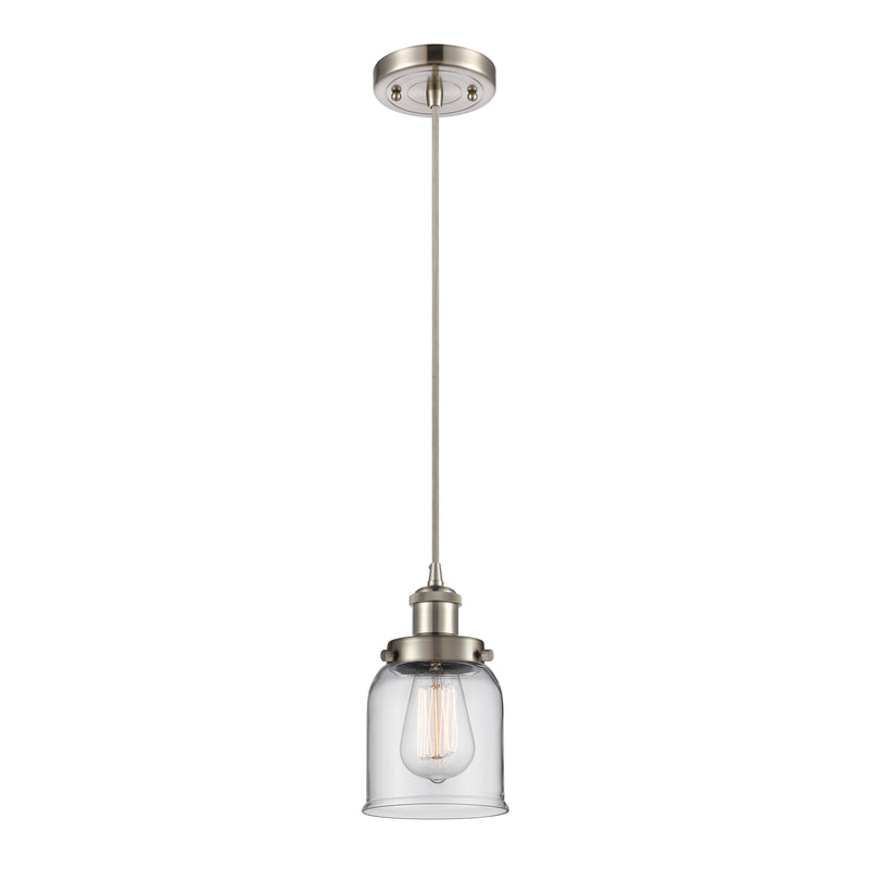 Bell Mini Pendant shown in the Brushed Satin Nickel finish with a Clear shade