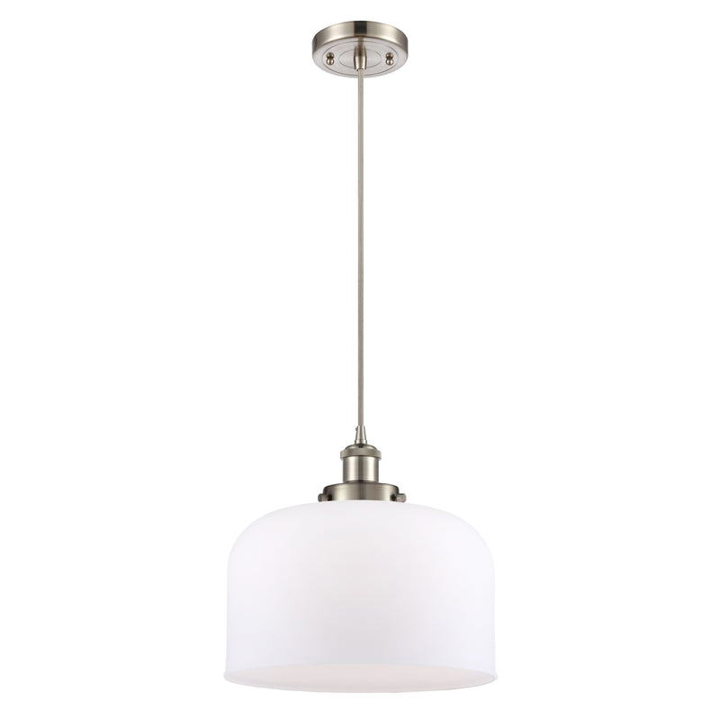 Bell Mini Pendant shown in the Brushed Satin Nickel finish with a Matte White shade