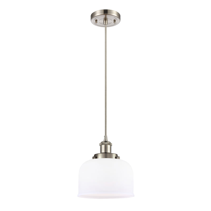 Bell Mini Pendant shown in the Brushed Satin Nickel finish with a Matte White shade