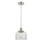 Bell Mini Pendant shown in the Brushed Satin Nickel finish with a Clear shade