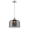 Bell Mini Pendant shown in the Brushed Satin Nickel finish with a Plated Smoke shade