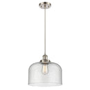 Bell Mini Pendant shown in the Brushed Satin Nickel finish with a Seedy shade