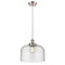 Bell Mini Pendant shown in the Brushed Satin Nickel finish with a Seedy shade