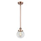 Beacon Mini Pendant shown in the Antique Copper finish with a Clear shade