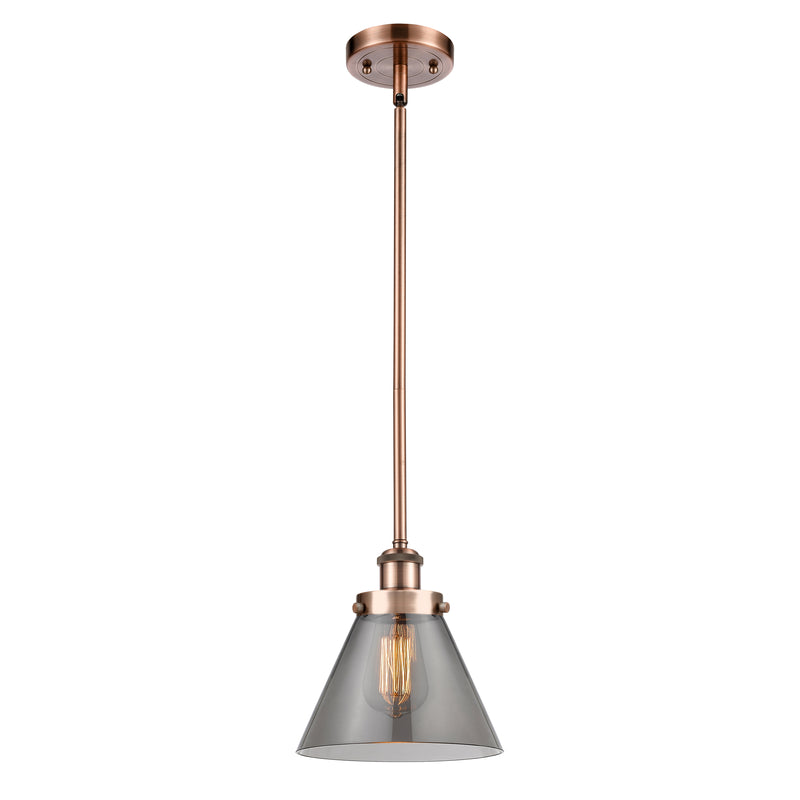 Cone Mini Pendant shown in the Antique Copper finish with a Plated Smoke shade