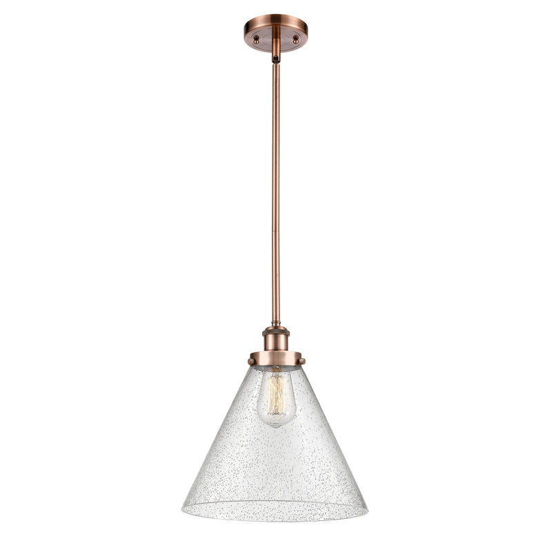 Cone Mini Pendant shown in the Antique Copper finish with a Seedy shade