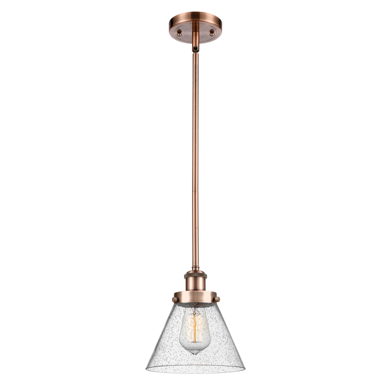 Cone Mini Pendant shown in the Antique Copper finish with a Seedy shade