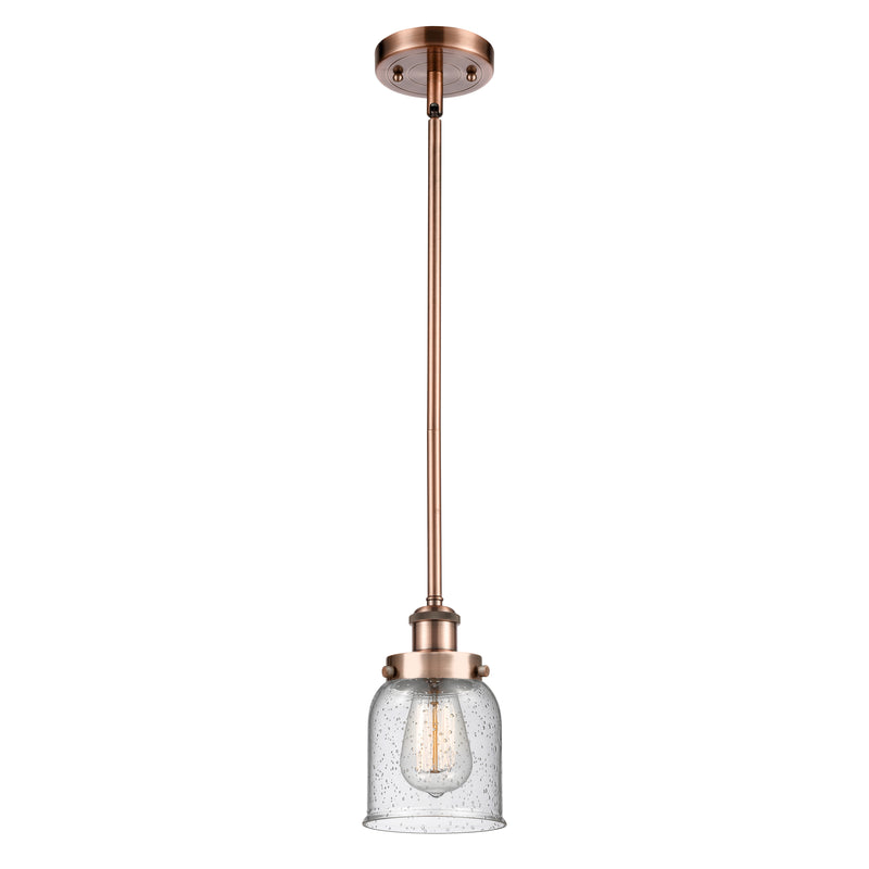 Bell Mini Pendant shown in the Antique Copper finish with a Seedy shade