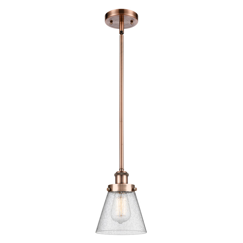 Cone Mini Pendant shown in the Antique Copper finish with a Seedy shade