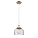 Bell Mini Pendant shown in the Antique Copper finish with a Seedy shade