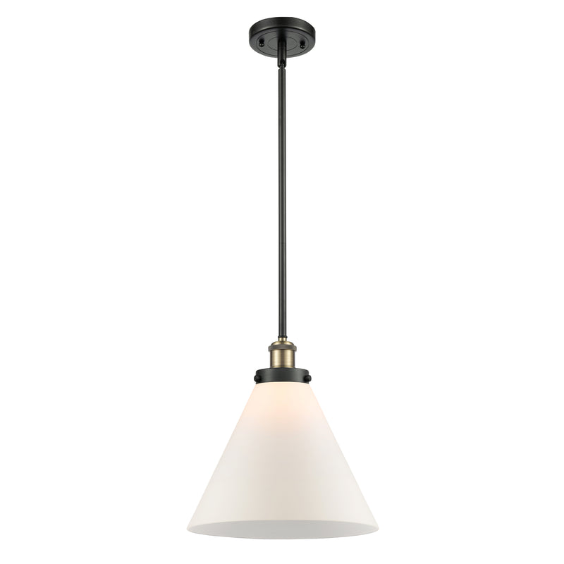 Cone Mini Pendant shown in the Black Antique Brass finish with a Matte White shade