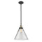 Cone Mini Pendant shown in the Black Antique Brass finish with a Clear shade