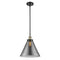 Cone Mini Pendant shown in the Black Antique Brass finish with a Plated Smoke shade