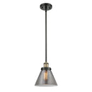 Cone Mini Pendant shown in the Black Antique Brass finish with a Plated Smoke shade