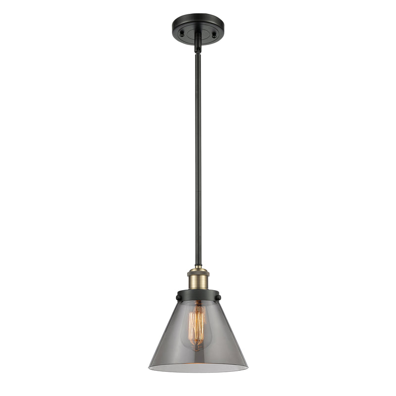 Cone Mini Pendant shown in the Black Antique Brass finish with a Plated Smoke shade