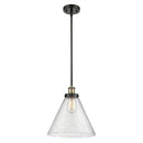 Cone Mini Pendant shown in the Black Antique Brass finish with a Seedy shade