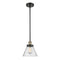 Cone Mini Pendant shown in the Black Antique Brass finish with a Seedy shade