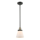 Cone Mini Pendant shown in the Black Antique Brass finish with a Matte White shade