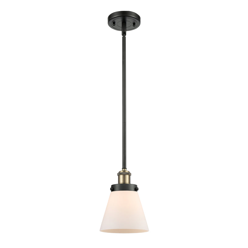 Cone Mini Pendant shown in the Black Antique Brass finish with a Matte White shade