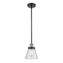 Cone Mini Pendant shown in the Black Antique Brass finish with a Seedy shade