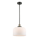 Bell Mini Pendant shown in the Black Antique Brass finish with a Matte White shade