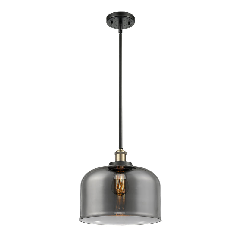 Bell Mini Pendant shown in the Black Antique Brass finish with a Plated Smoke shade