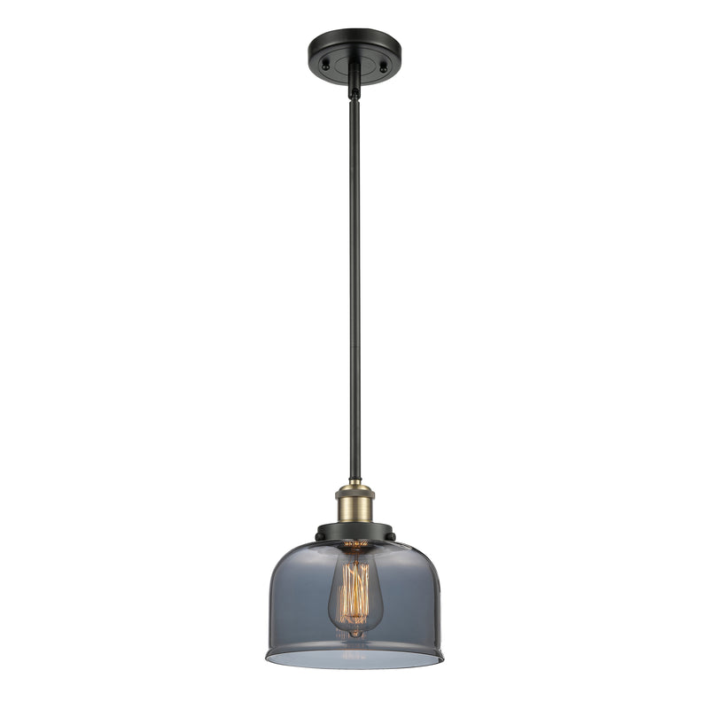 Bell Mini Pendant shown in the Black Antique Brass finish with a Plated Smoke shade