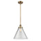 Cone Mini Pendant shown in the Brushed Brass finish with a Clear shade