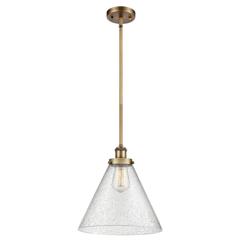 Cone Mini Pendant shown in the Brushed Brass finish with a Seedy shade