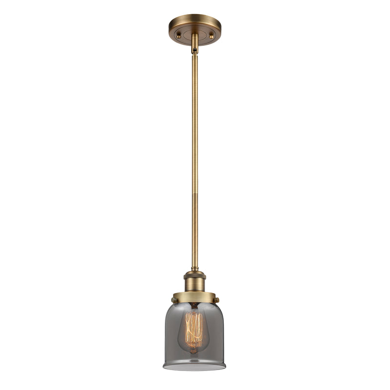 Bell Mini Pendant shown in the Brushed Brass finish with a Plated Smoke shade