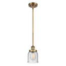 Bell Mini Pendant shown in the Brushed Brass finish with a Seedy shade