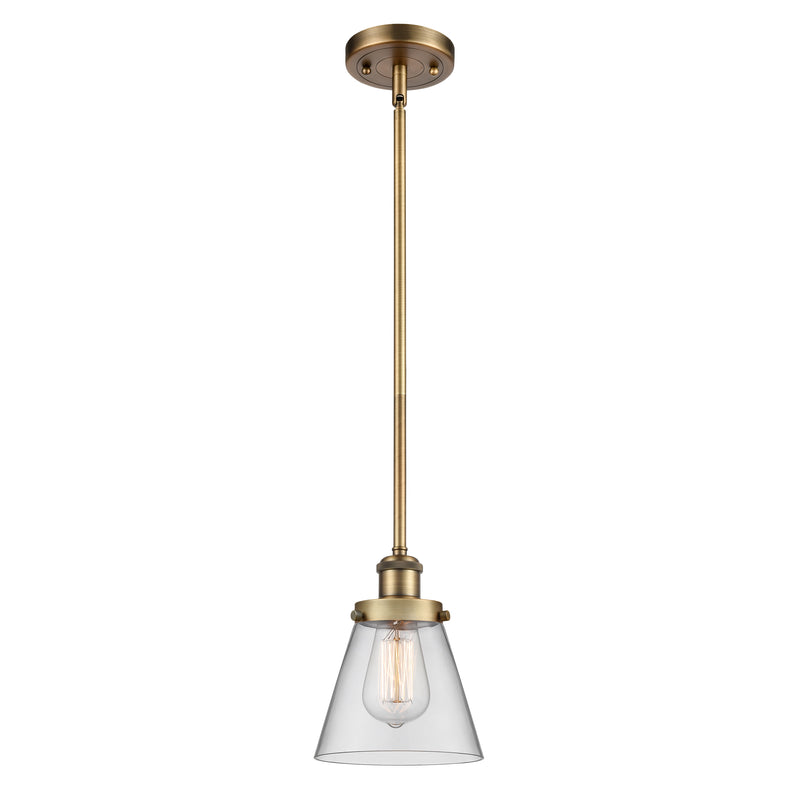 Cone Mini Pendant shown in the Brushed Brass finish with a Clear shade