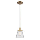 Cone Mini Pendant shown in the Brushed Brass finish with a Seedy shade