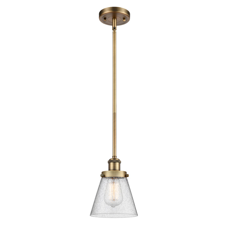 Cone Mini Pendant shown in the Brushed Brass finish with a Seedy shade