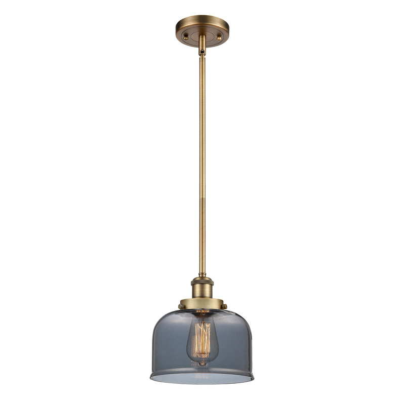 Bell Mini Pendant shown in the Brushed Brass finish with a Plated Smoke shade