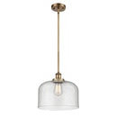 Bell Mini Pendant shown in the Brushed Brass finish with a Seedy shade