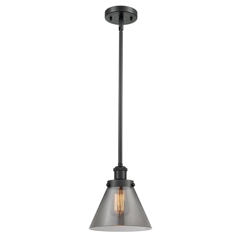 Cone Mini Pendant shown in the Matte Black finish with a Plated Smoke shade