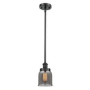 Bell Mini Pendant shown in the Matte Black finish with a Plated Smoke shade