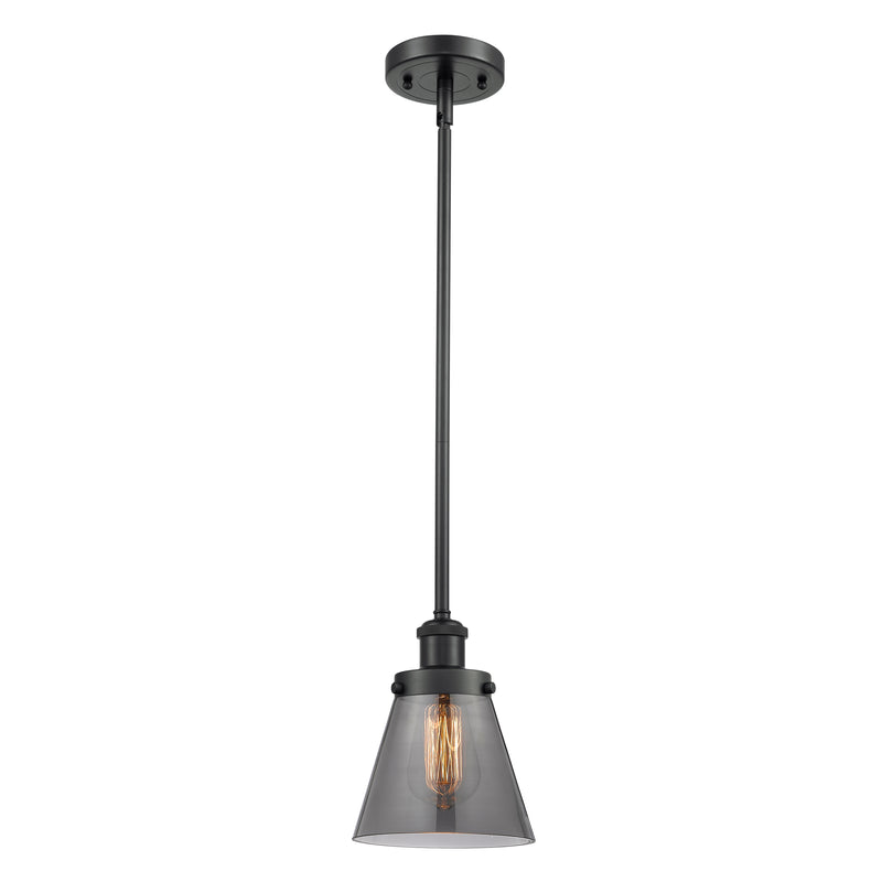 Cone Mini Pendant shown in the Matte Black finish with a Plated Smoke shade