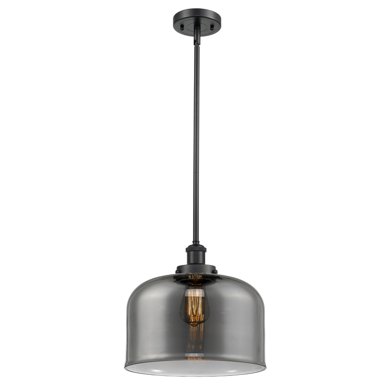 Bell Mini Pendant shown in the Matte Black finish with a Plated Smoke shade